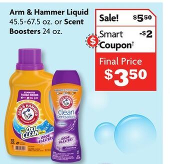 Family Dollar Arm & hammer liquid 45.5-67.5 oz. or scent boosters 24 oz. offer