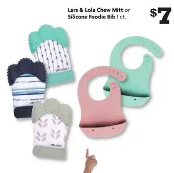 Family Dollar Lars & lola chew mitt or silicone foodie bib offer