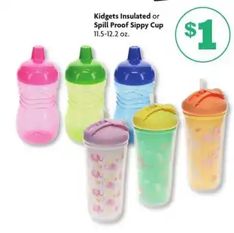 Family Dollar Kidgets insulated or spill proof sippy cup offer