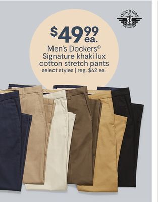 JC Penney Men's dockers® signature khaki lux cotton stretch pants offer