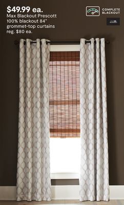 JC Penney Max blackout prescott 100% blackout 84" grommet-top curtains offer
