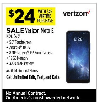Dollar General Verizon moto e offer