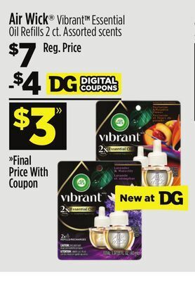 Dollar General Air wick® vibrant™ essential oil refills offer