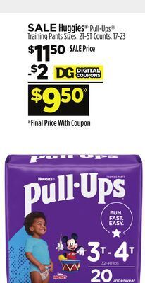 Dollar General Huggies® pull-ups training pants offer