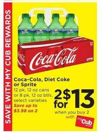 Cub Foods Coca-cola, diet coke or sprite offer