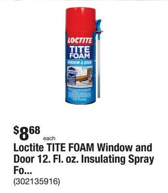 The Home Depot Loctite tite foam window and door 12. fl. oz. insulating spray foam sealant offer