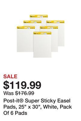 Office Depot Post-it® super sticky easel pads, 25" x 30", white, pack of 6 pads offer