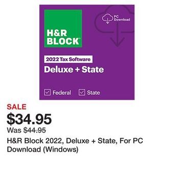 Office Depot H&r block 2022, deluxe + state, for pc download (windows) offer