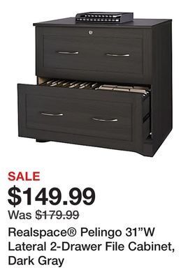 Office Depot Realspace® pelingo 31"w lateral 2-drawer file cabinet, dark gray offer