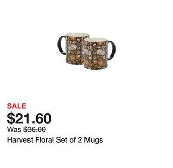 Belk Harvest floral set of 2 mugs offer