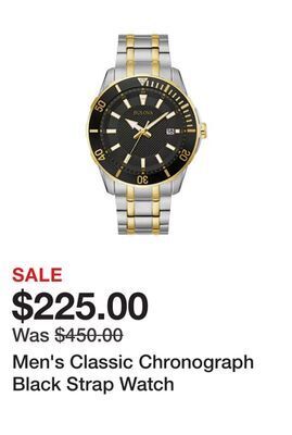 Belk Men's classic chronograph black strap watch offer