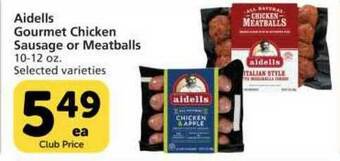 Vons Aidells Gourmet Chicken Sausage Or Meatballs offer