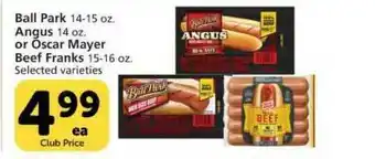 Vons Ball Park, Angus Or Oscar Mayer Beef Franks offer