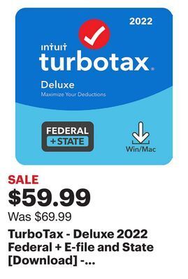 Best Buy Turbotax - deluxe 2022 federal + e-file and state [download] - windows, mac os [digital] offer