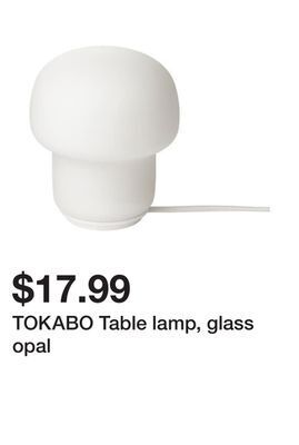 Ikea Tokabo table lamp, glass opal offer