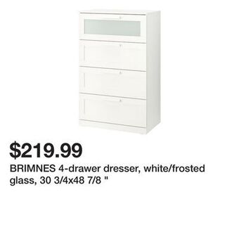 Ikea Brimnes 4-drawer dresser, white/frosted glass, 30 3/4x48 7/8 " offer