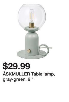 Ikea Åskmuller table lamp, gray-green, 9 " offer
