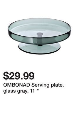 Ikea Ombonad serving plate, glass gray, 11 " offer