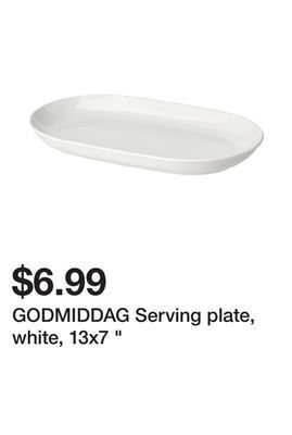 Ikea Godmiddag serving plate, white, 13x7 " offer