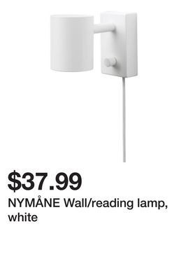 Ikea Nymåne wall/reading lamp, white offer