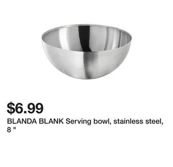 Ikea Blanda blank serving bowl, stainless steel, 8 " offer