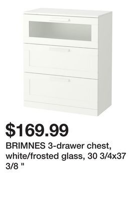 Ikea Brimnes 3-drawer chest, white/frosted glass, 30 3/4x37 3/8 " offer