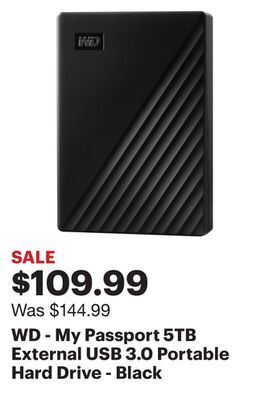 Best Buy Wd - my passport 5tb external usb 3.0 portable hard drive - black offer