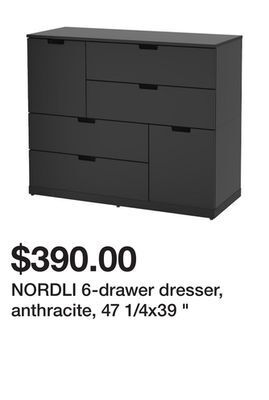Ikea Nordli 6-drawer dresser, anthracite, 47 1/4x39 " offer