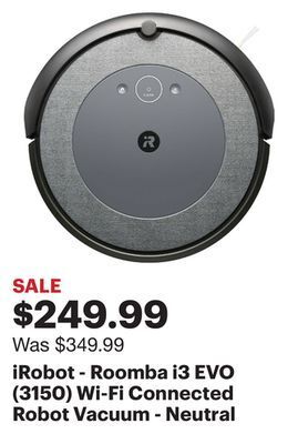 Best Buy Irobot - roomba i3 evo (3150) wi-fi connected robot vacuum - neutral offer