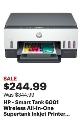 Best Buy Hp - smart tank 6001 wireless all-in-one supertank inkjet printer with up to 2 years of ink included - basalt offer