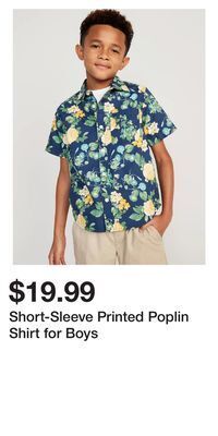 Old Navy Short-sleeve printed poplin shirt for boys offer