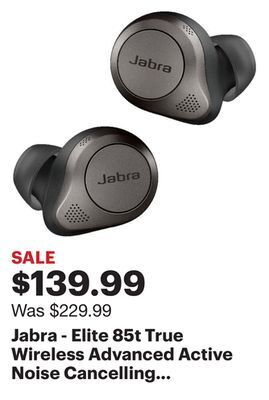 Best Buy Jabra - elite 85t true wireless advanced active noise cancelling earbuds - titanium black offer