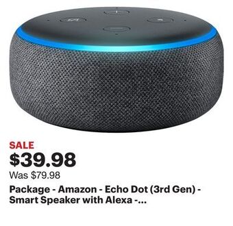Best Buy Package - amazon - echo dot (3rd gen) - smart speaker with alexa - charcoal (2 pack) offer