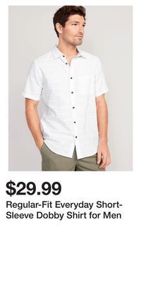 Old Navy Regular-fit everyday short-sleeve dobby shirt for men offer