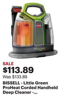 Best Buy Bissell - little green proheat corded handheld deep cleaner - titanium with chacha lime accents offer