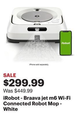 Best Buy Irobot - braava jet m6 wi-fi connected robot mop - white offer