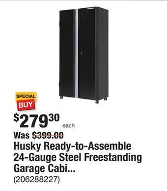 The Home Depot Husky ready-to-assemble 24-gauge steel freestanding garage cabinet in black (36 in. w x 72 in. h x 18 in. d) offer