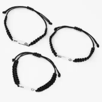 Claire's Silver best friends icons adjustable cord bracelets - 3 pack offer