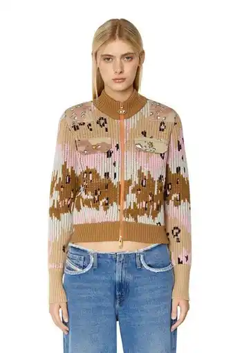 Camo cardigan with patches