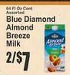 Key Food Blue diamond almond breeze milk offer