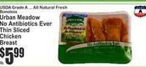 Key Food Urban meadow no antibiotics ever thin sliced chicken breast offer