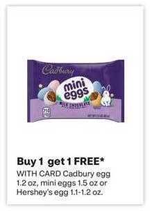 CVS Cadbury egg, mini eggs or hershey's egg offer