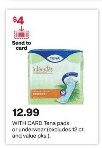 CVS Tena pads or underwear offer