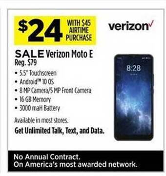 Dollar General Verizon moto e offer