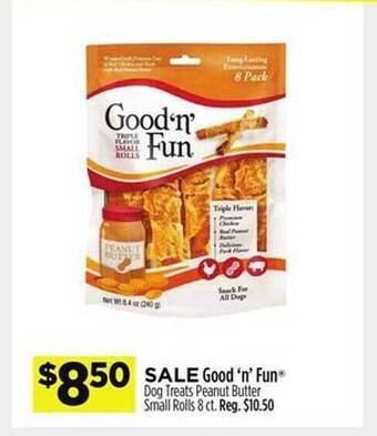 Dollar General Good 'n' fun dog treats peanut butter small rolls offer