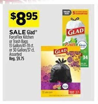 Dollar General Glad forceflex kitchen or trash bags offer