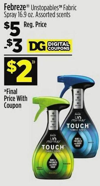 Dollar General Febreze unstopables fabric spray offer