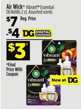 Dollar General Air wick vibrant essential oil refills offer