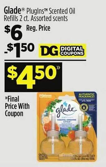Dollar General Glade plugins scented oil refills offer