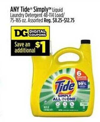 Dollar General Tide simply liquid laundry detergent offer